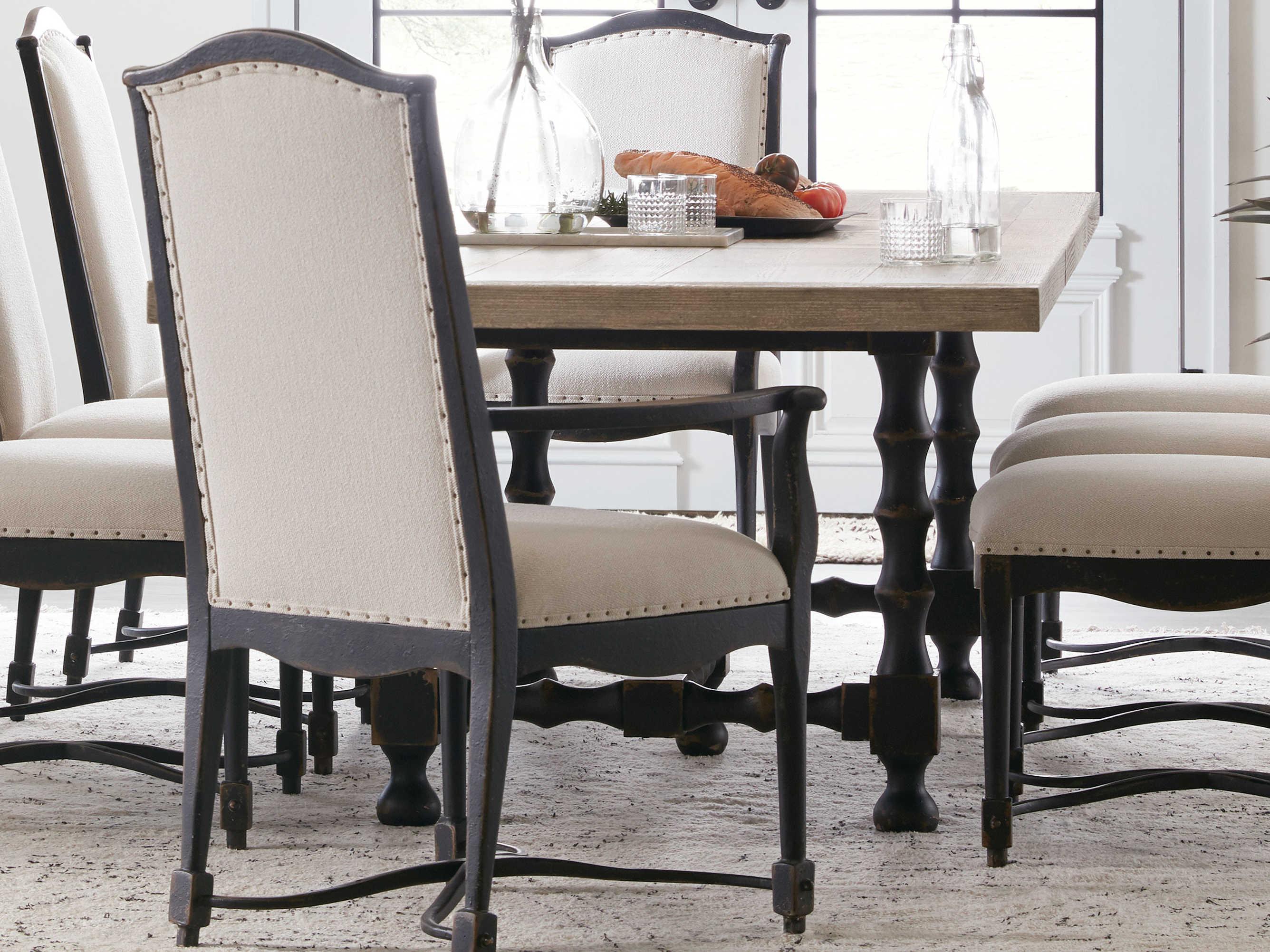 Hooker Furniture Ciao Bella Rectangular Wood Flaky White Black Dining Table