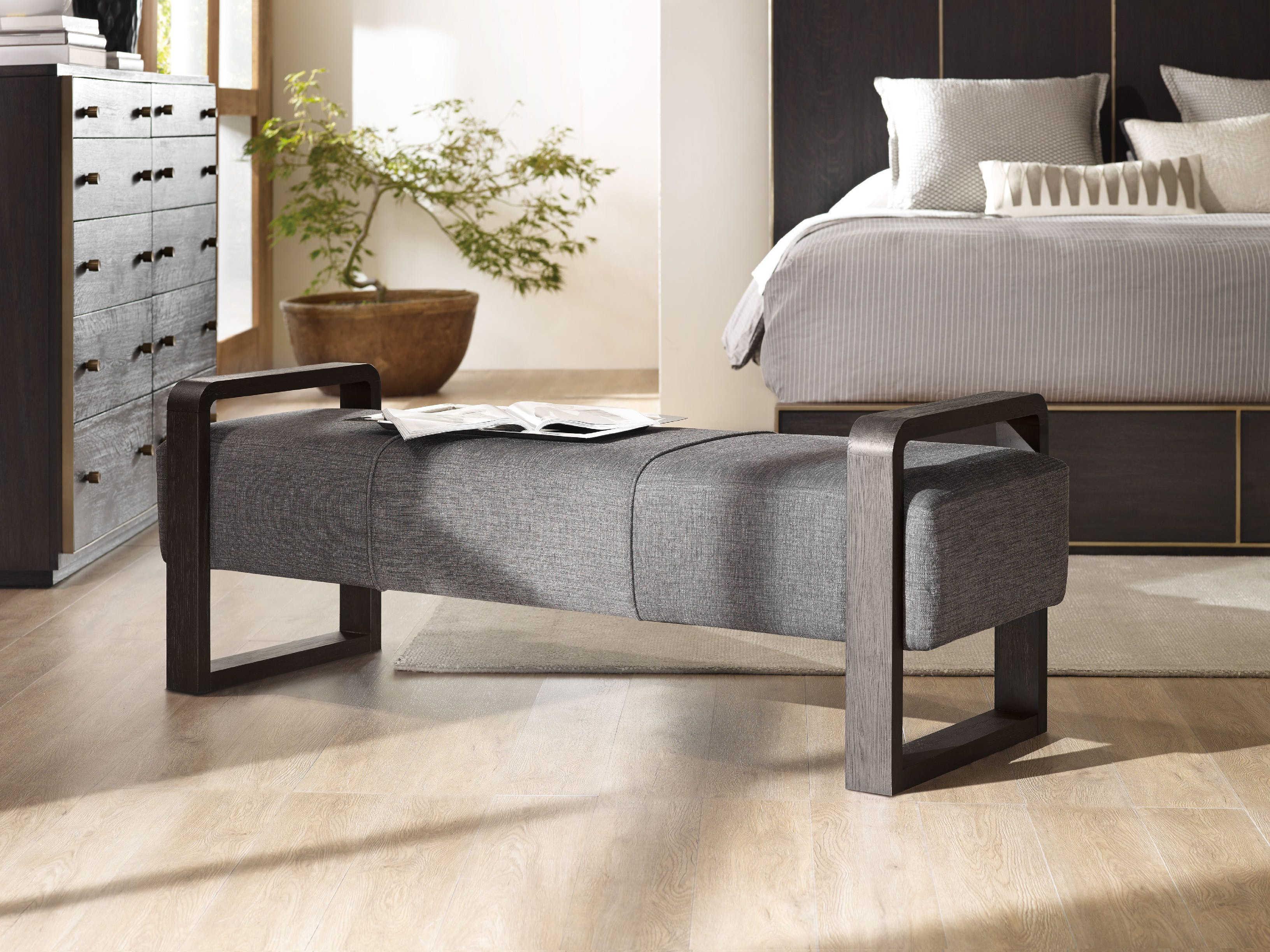 Hooker Furniture Curata Edward Graphite With Midnight Gray Upholstered Accent Bench