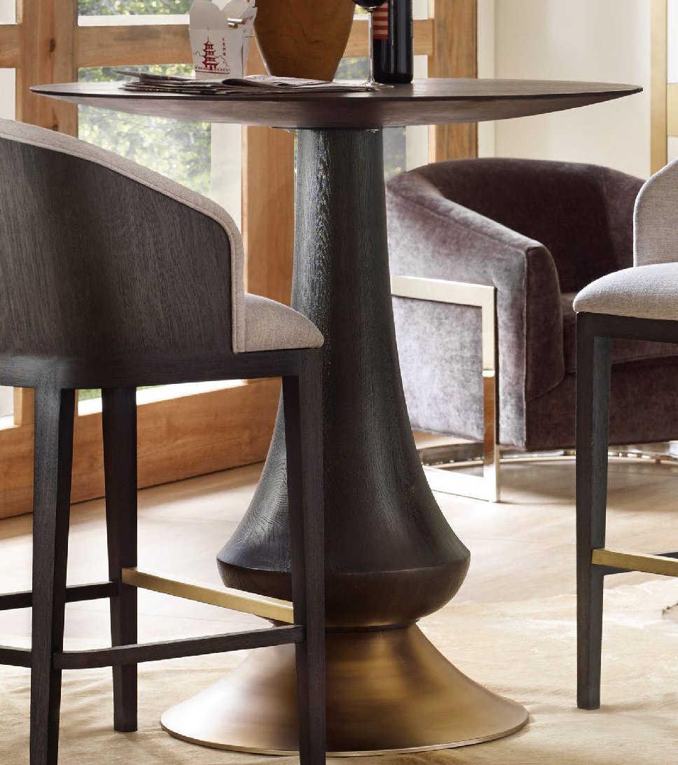 Hooker Furniture Curata Midnight With Brass Round Wood Bar Table