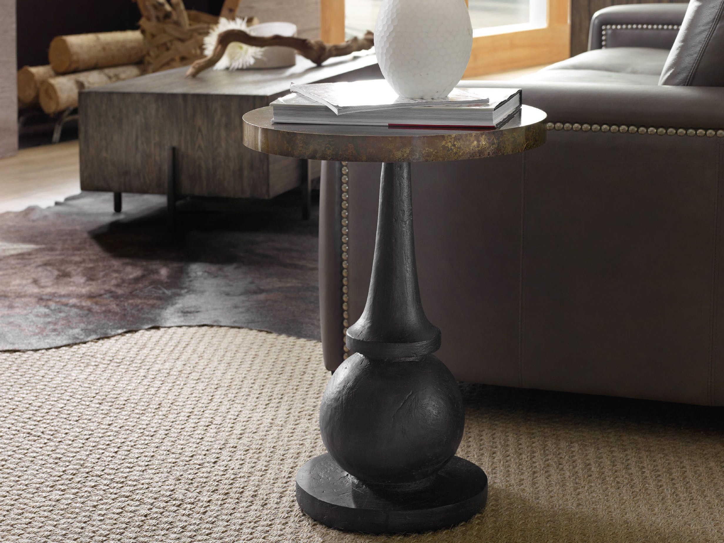 Hooker Furniture Curata Round Metal Brass With Patina End Table