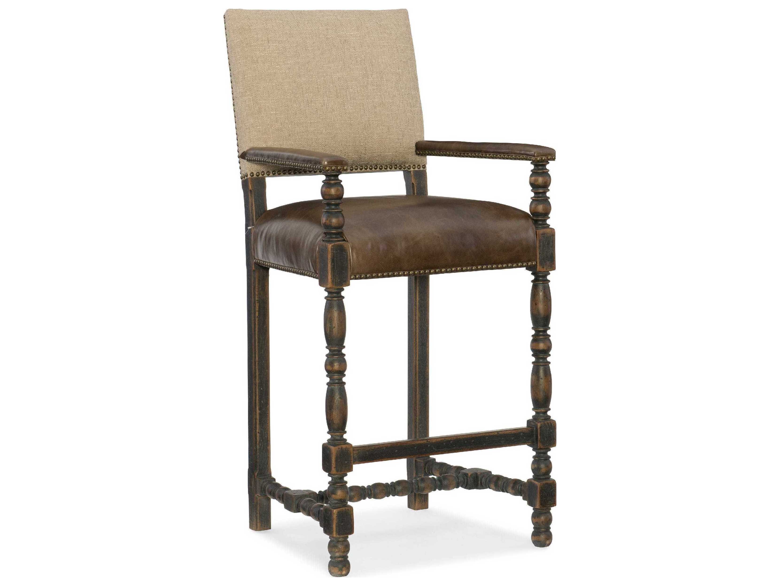 Hooker Furniture Hill Country Leather Hardwood Black Bar Stool