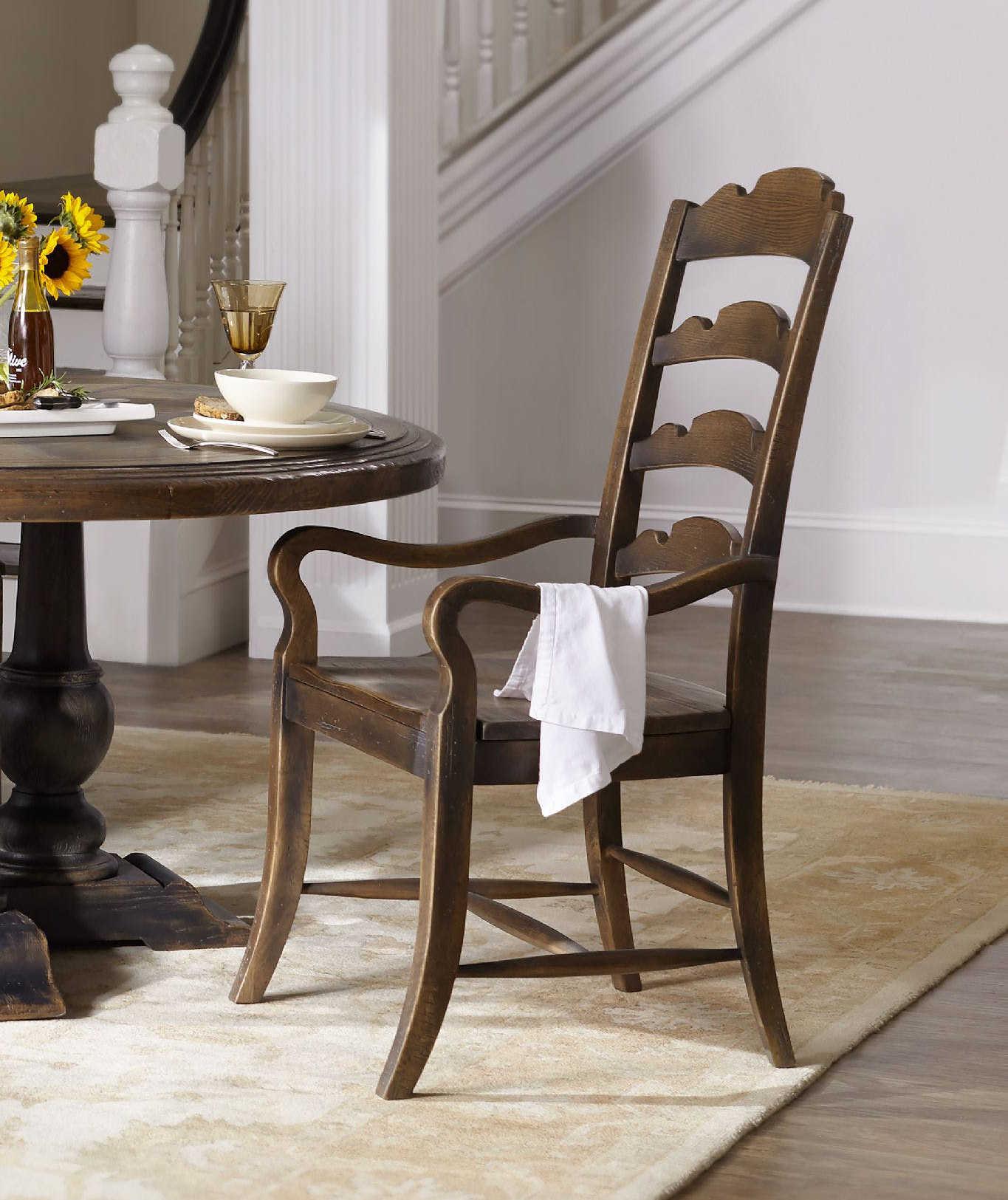 Hooker Furniture Hill Country Hardwood Brown Arm Dining Chair