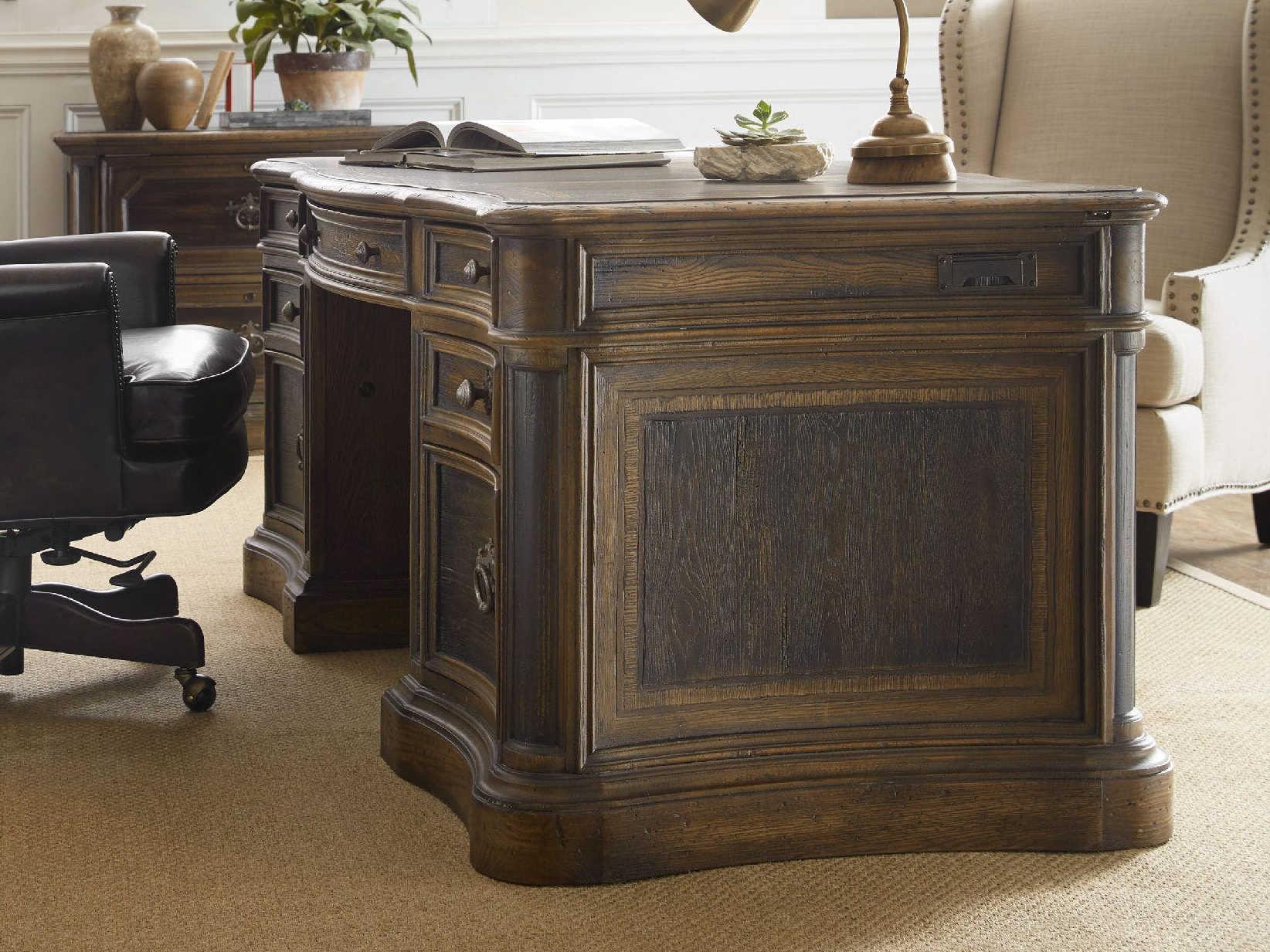 Luxecor Heritage St Hedwig Timeworn Saddle Brown Anthracite Black Hardwood Executive Desk