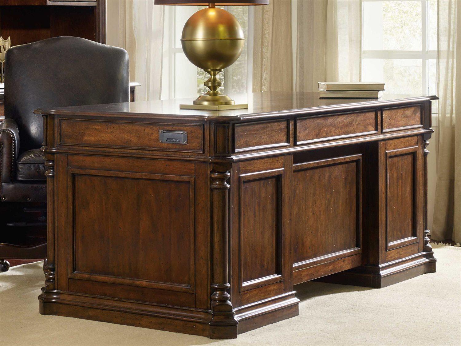 Hooker Furniture Leesburg Rich Dark Wood Brown Mahogany Executive Desk