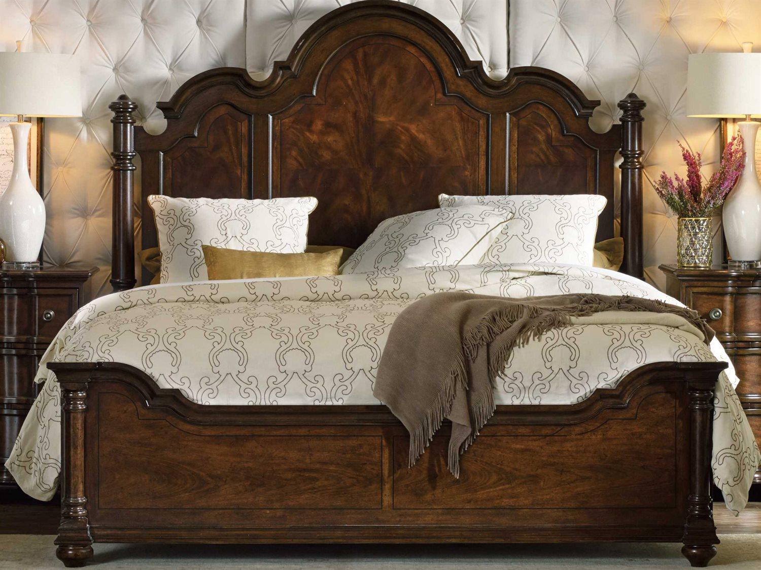 Hooker Furniture Leesburg Rich Brown Mahogany Wood King Poster Bed