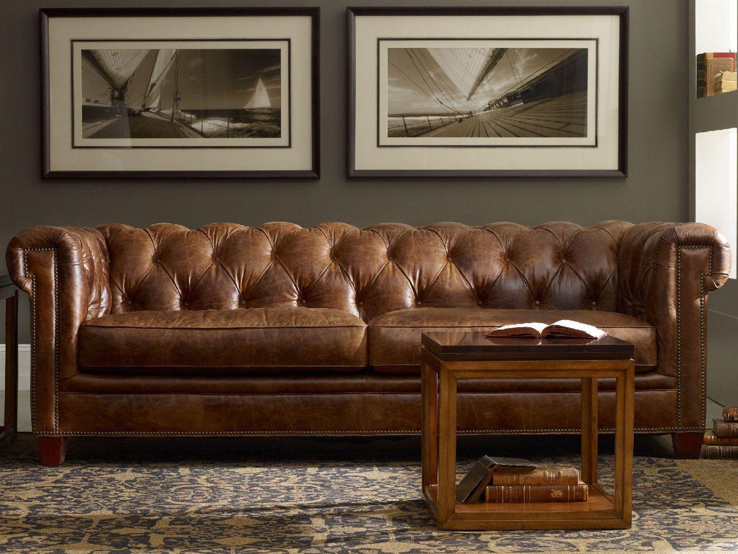 Luxecor Malawi Tonga Dark Wood Brown Leather Sofa