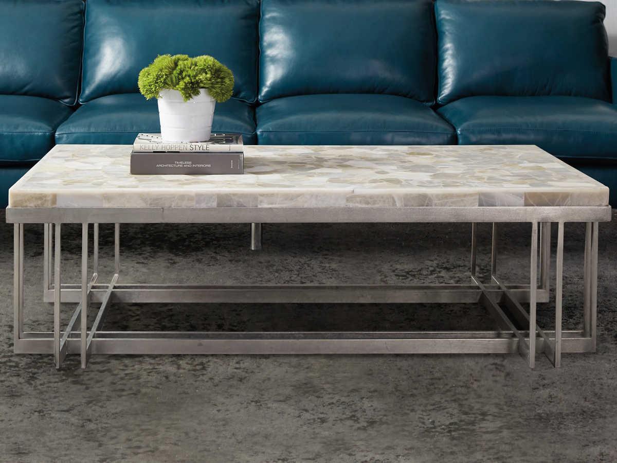 Hooker Furniture Melange Marin Rectangular White Onyx Pewter Cocktail Table