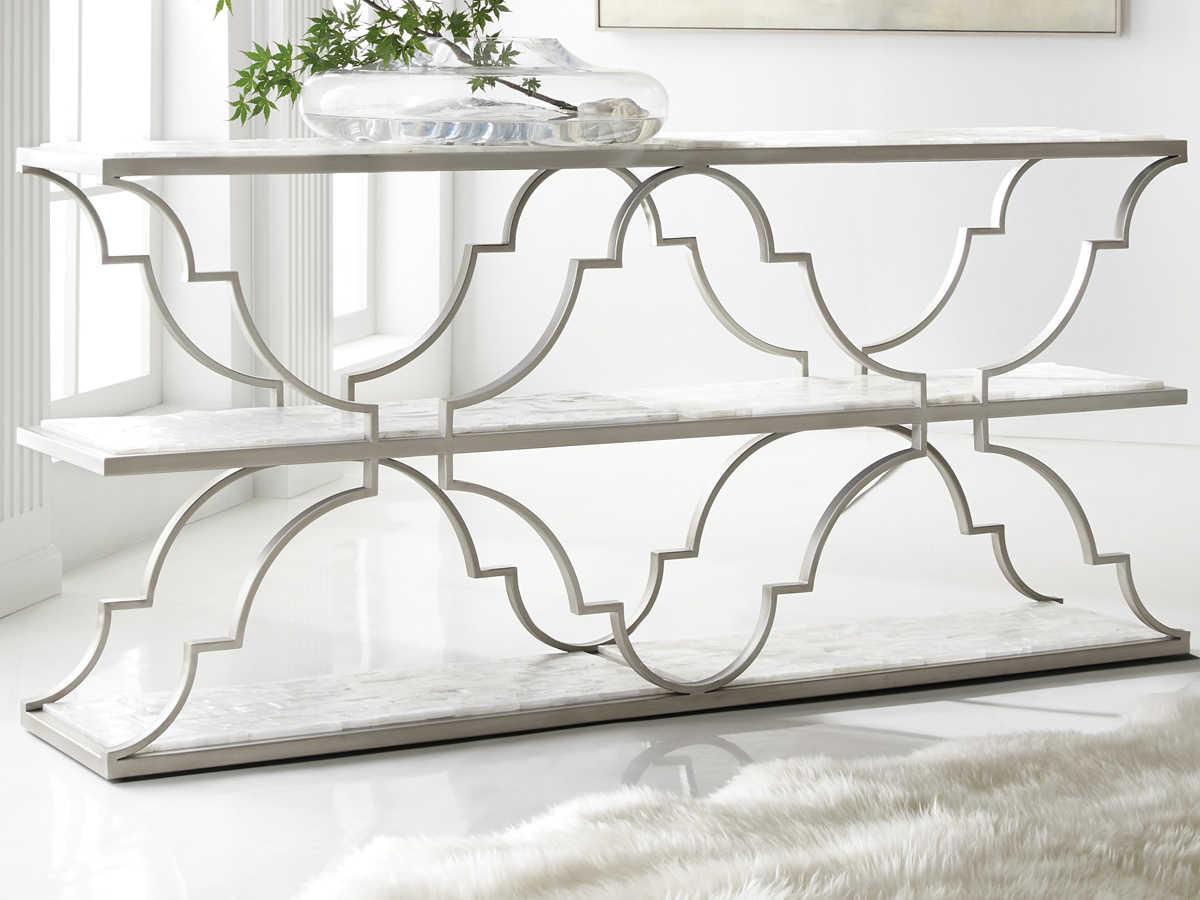 Luxecor Heritage Golden Gate Rectangular Gypsum Stone Champagne Console Table