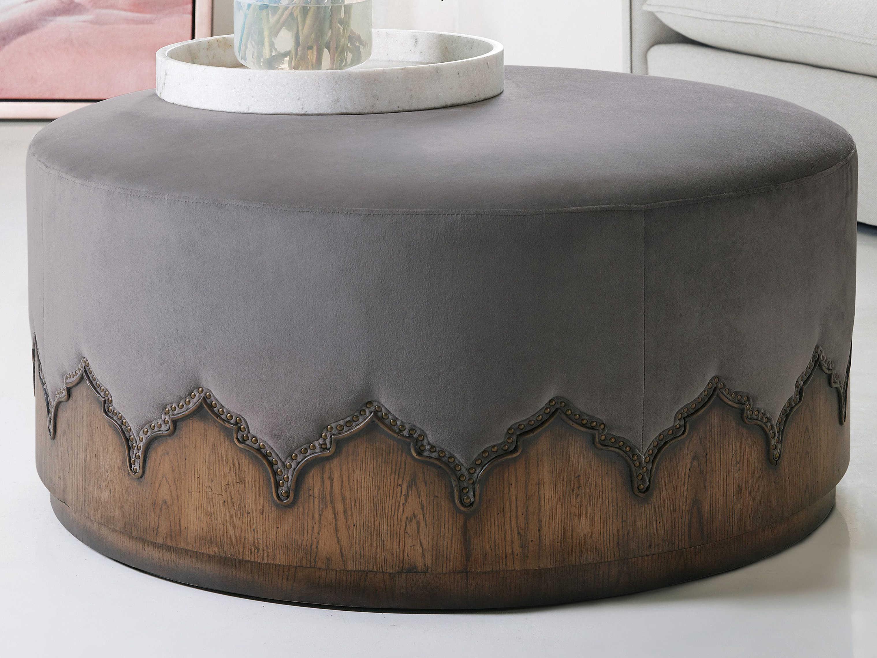 Luxecor Heritage Meyers Deep Fog Wood Gray Upholstered Cocktail Ottoman