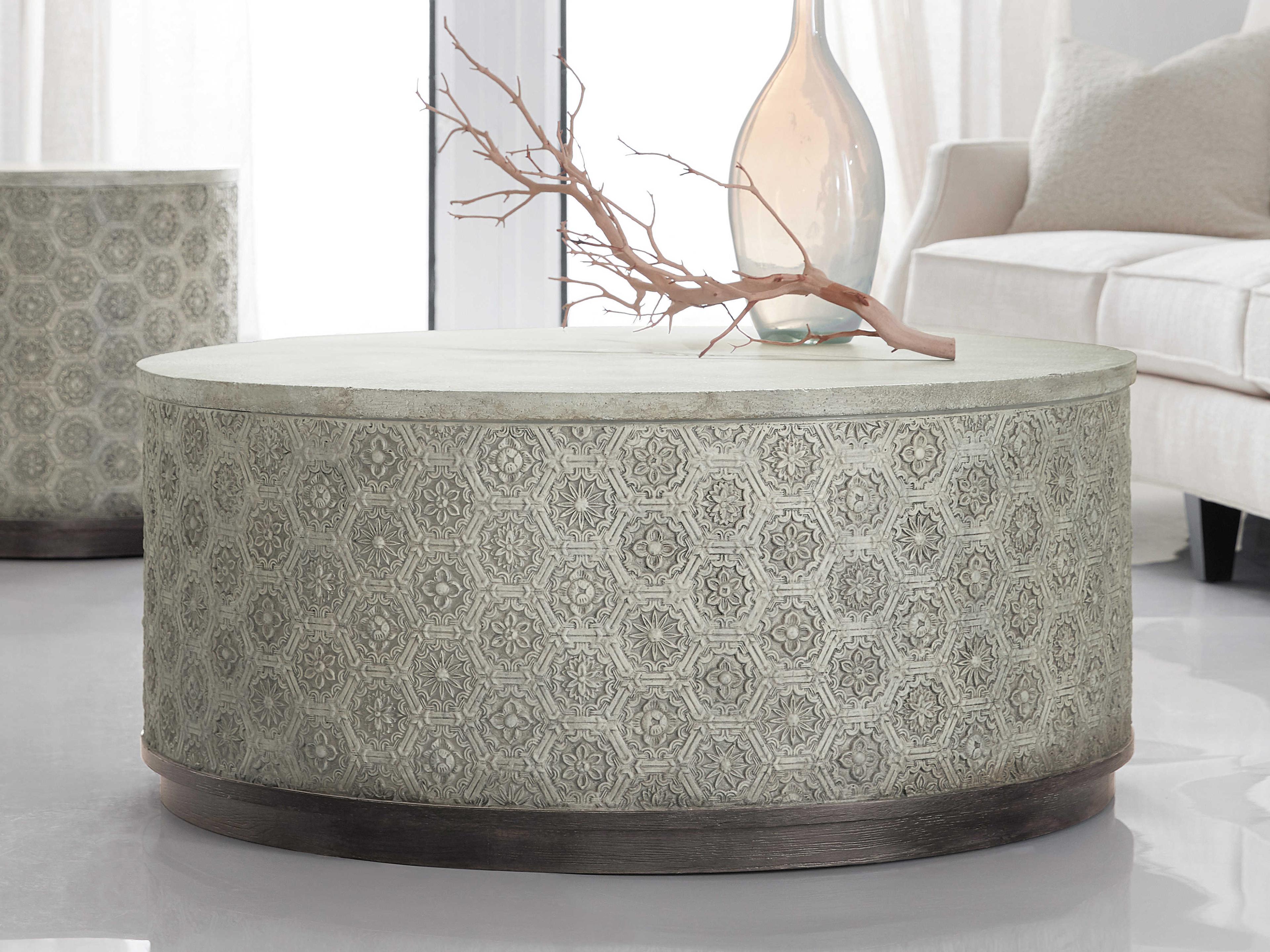 Luxecor Heritage Greystone Round Gray Cocktail Table