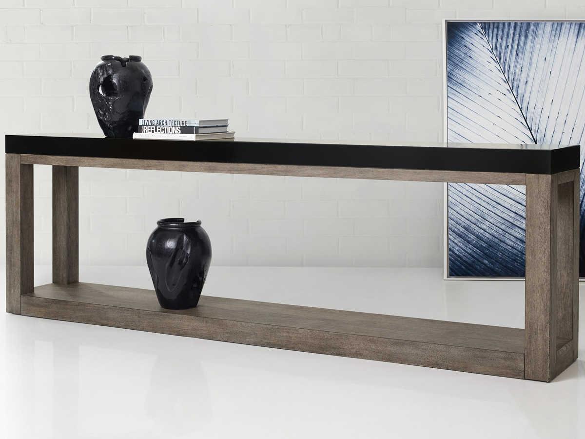 Hooker Furniture Melange Vienna Rectangular Wood Black Quarter Brown Console Table