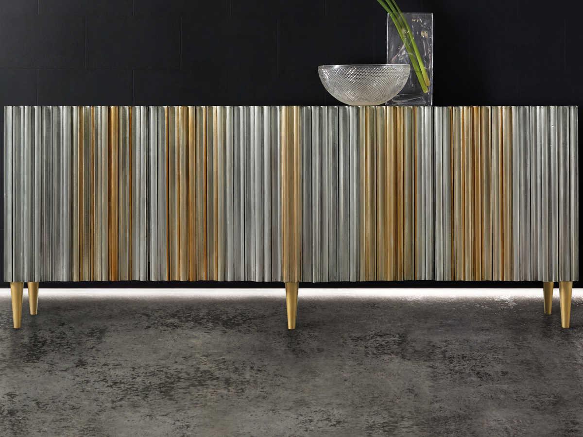 Hooker Furniture Melange Apollo 92" Poplar Wood Silver Gold Media Console