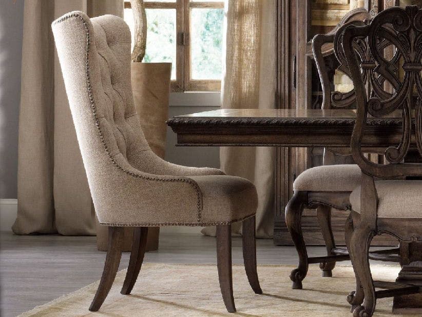 Hooker Furniture Rhapsody Tufted Hardwood Beige Upholstered Side Dining Chair