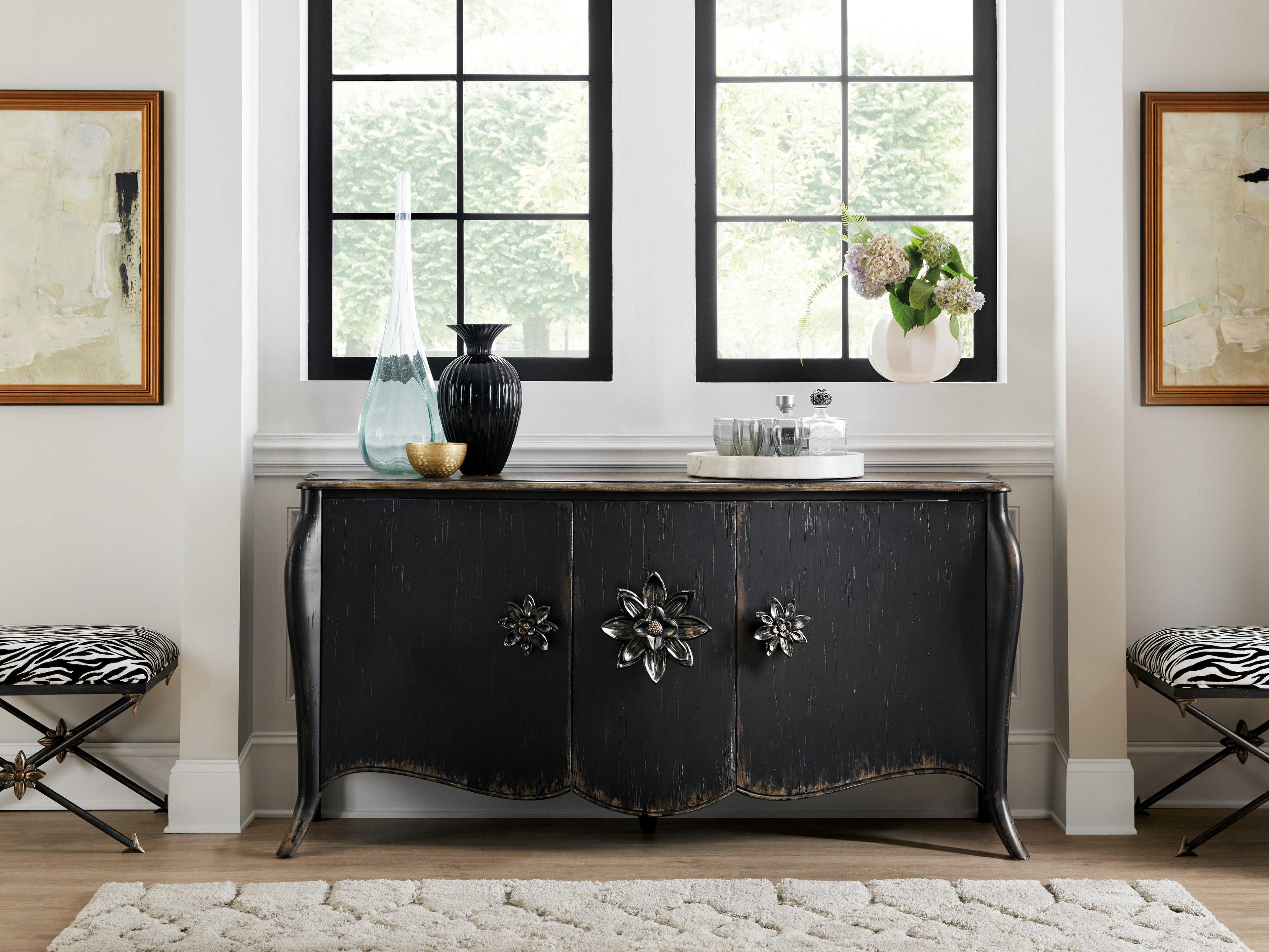 Hooker Furniture Sanctuary Bien Ame 73" Hardwood Black Sideboard