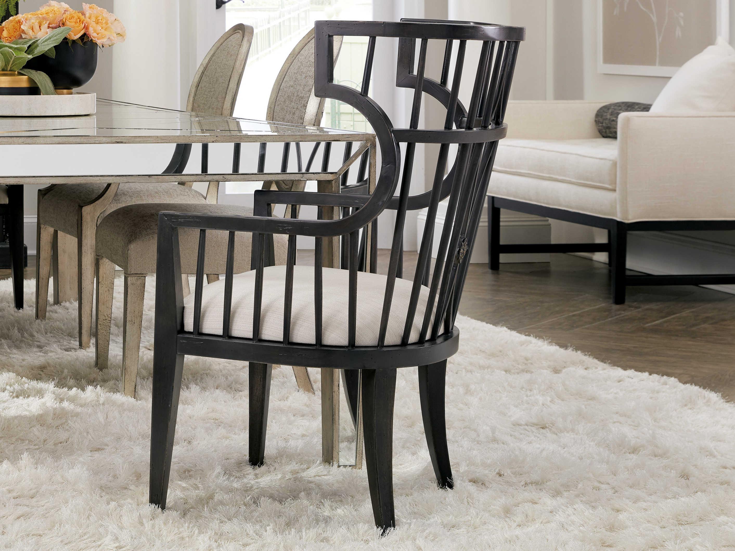 Hooker Furniture Sanctuary 2 Hardwood Black Upholstered Arm Dining Chair