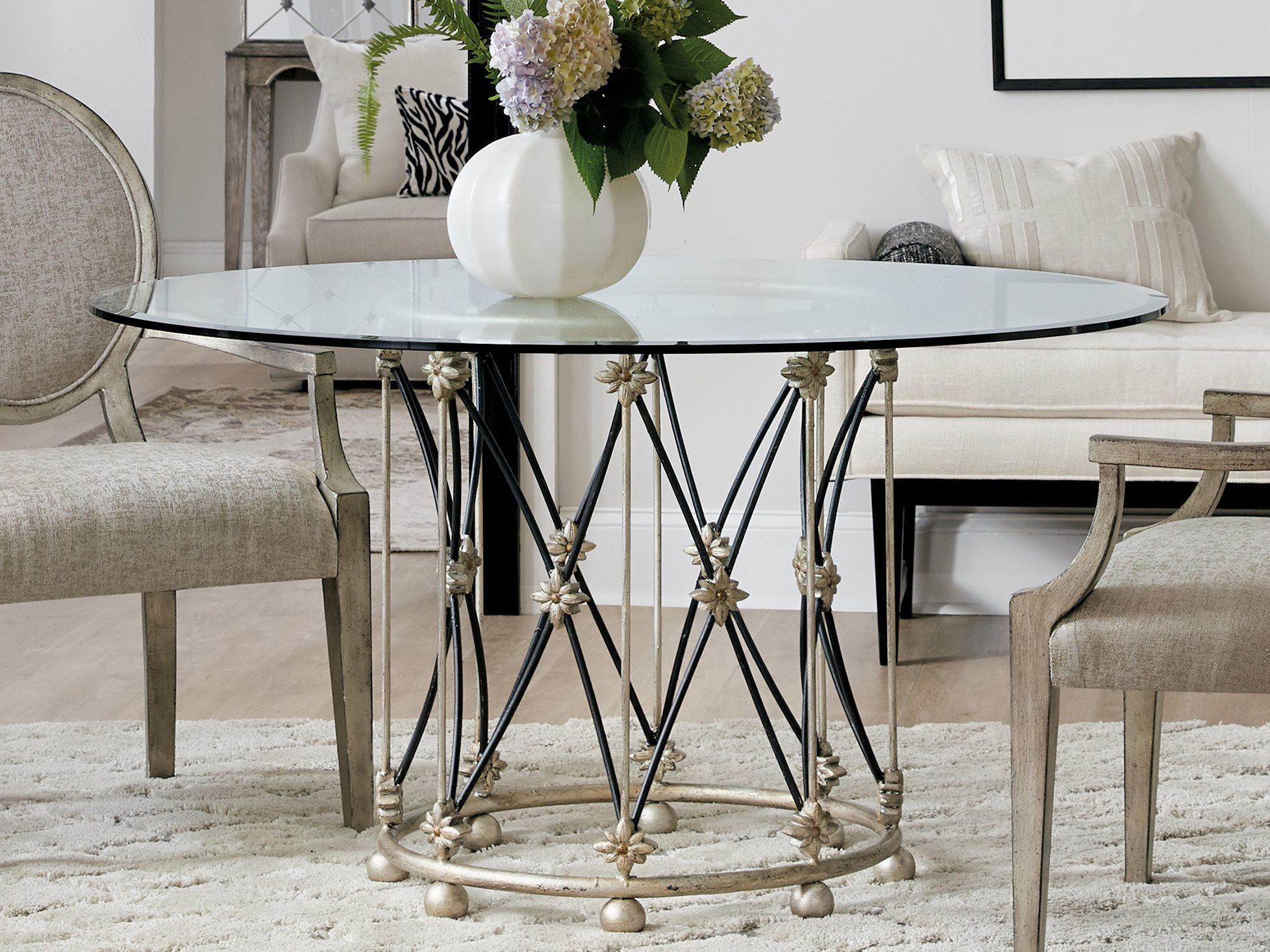 Hooker Furniture Sanctuary 2 Round Glass Silver Dining Table