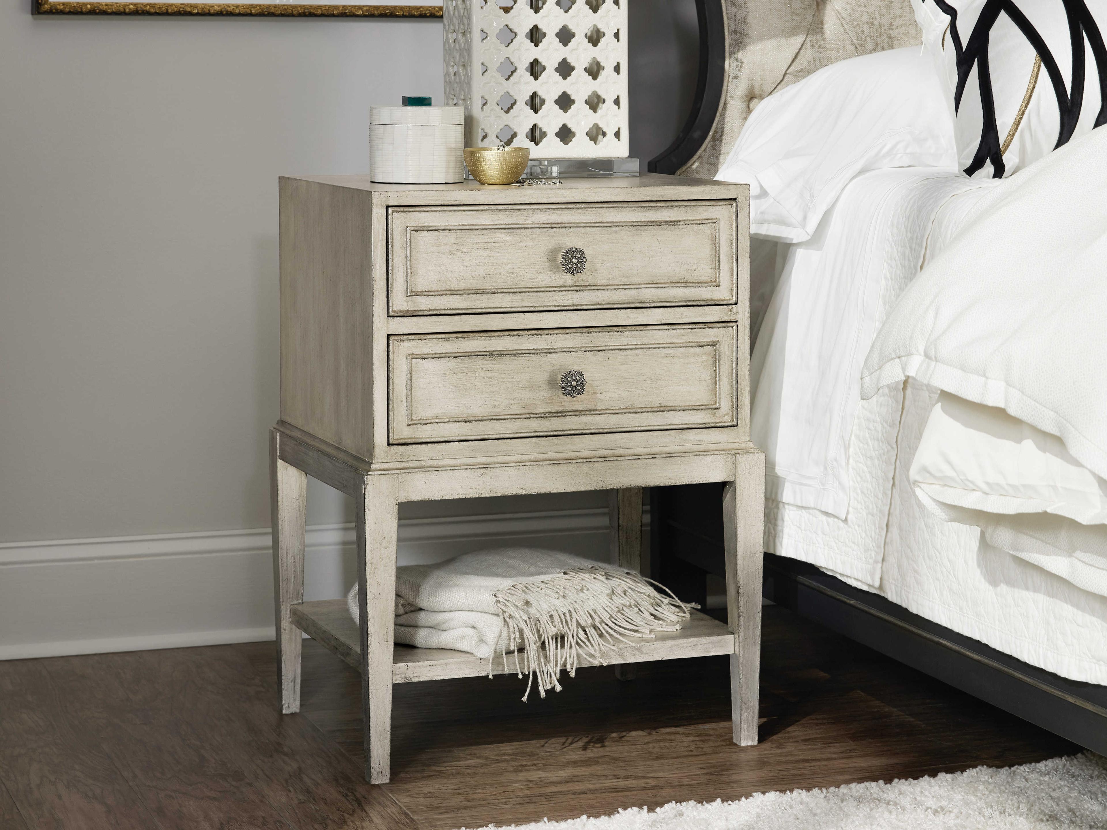 Hooker Furniture Sanctuary Petit Bijou Telephone 2-Drawers Hardwood Nightstand