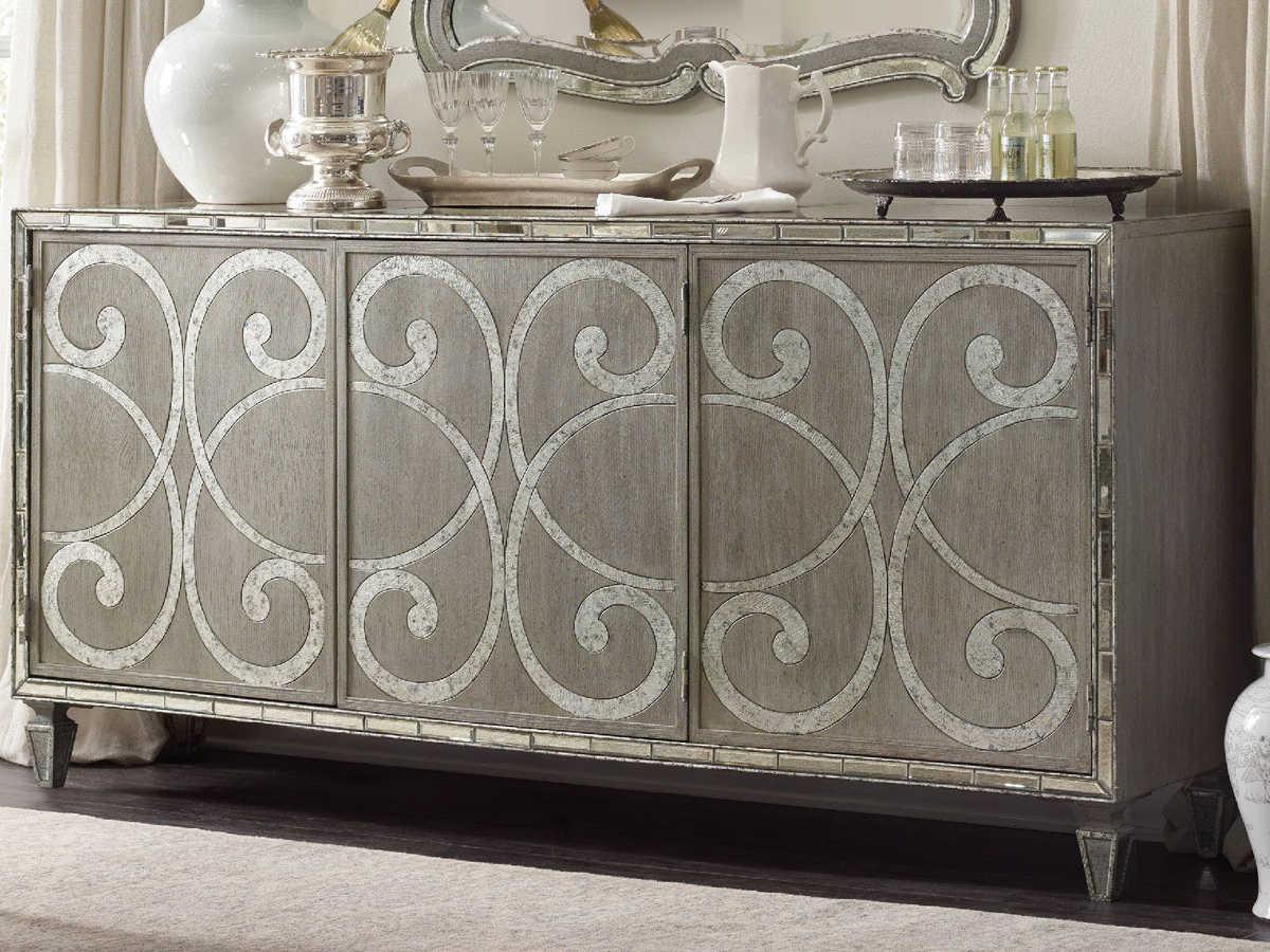 Hooker Furniture Sanctuary 78" Hardwood Greige With Shimmer On Oak Sideboard