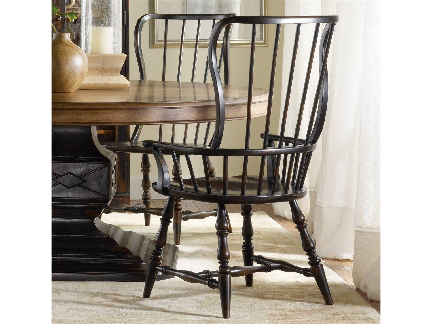 Hooker Furniture Sanctuary Hardwood Black Arm Dining Chair