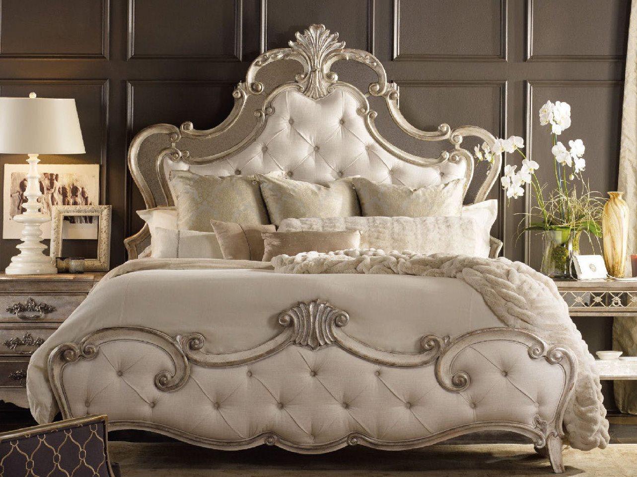 Hooker Furniture Sanctuary Silver Hardwood Upholstered King Panel Bed