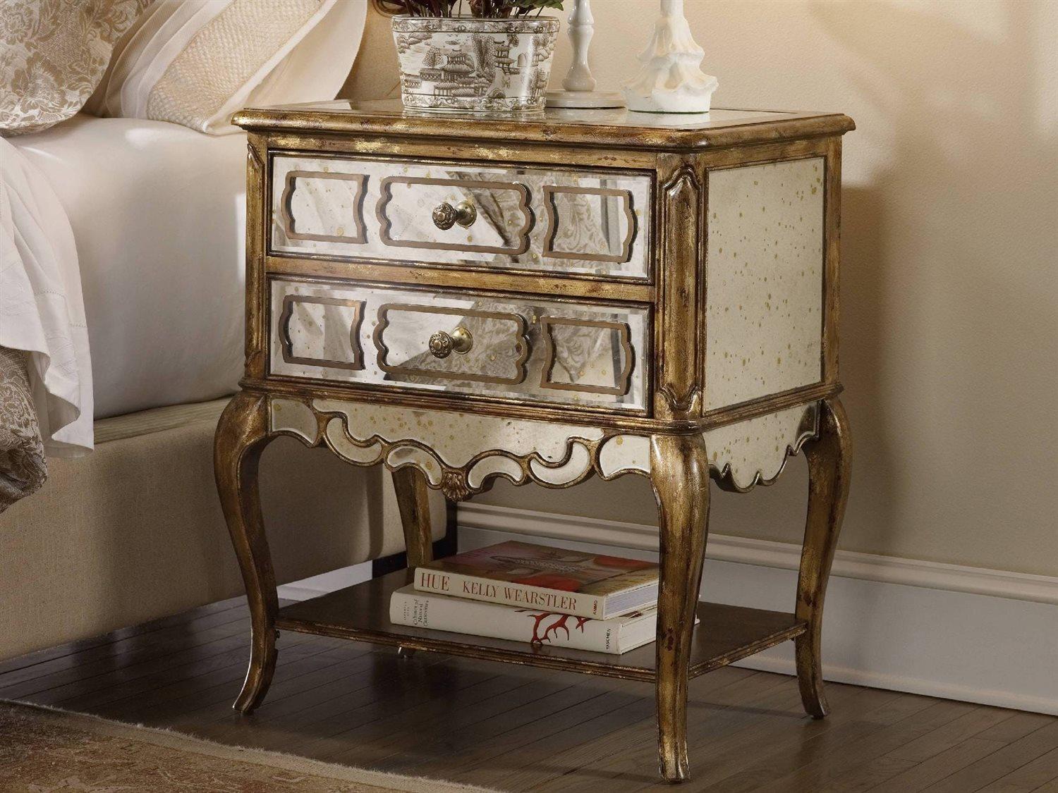Hooker Furniture Sanctuary Mirrored 2-Drawers Birch Wood Nightstand