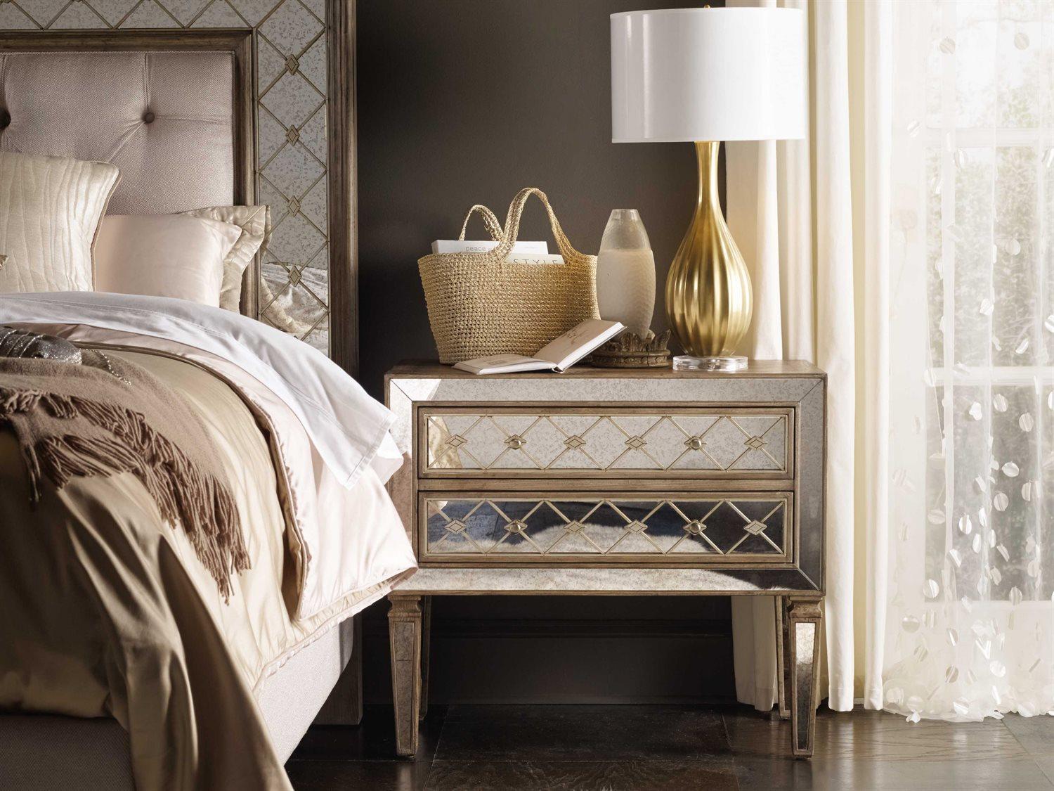 Hooker Furniture Sanctuary Bachelor 2-Drawers Silver Hardwood Chest Nightstand