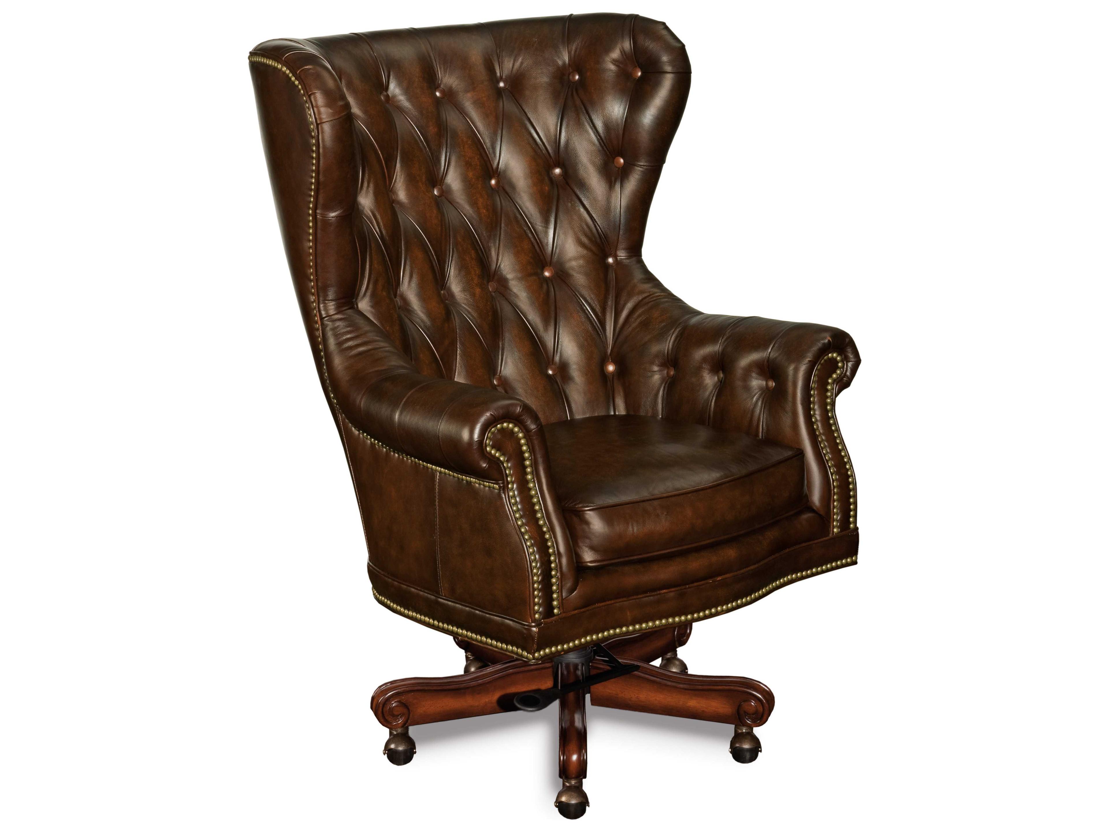 Hooker Furniture Sedona Grand Piano Tufted Brown Leather Adjustable Swivel Tilt Executive Desk Chair