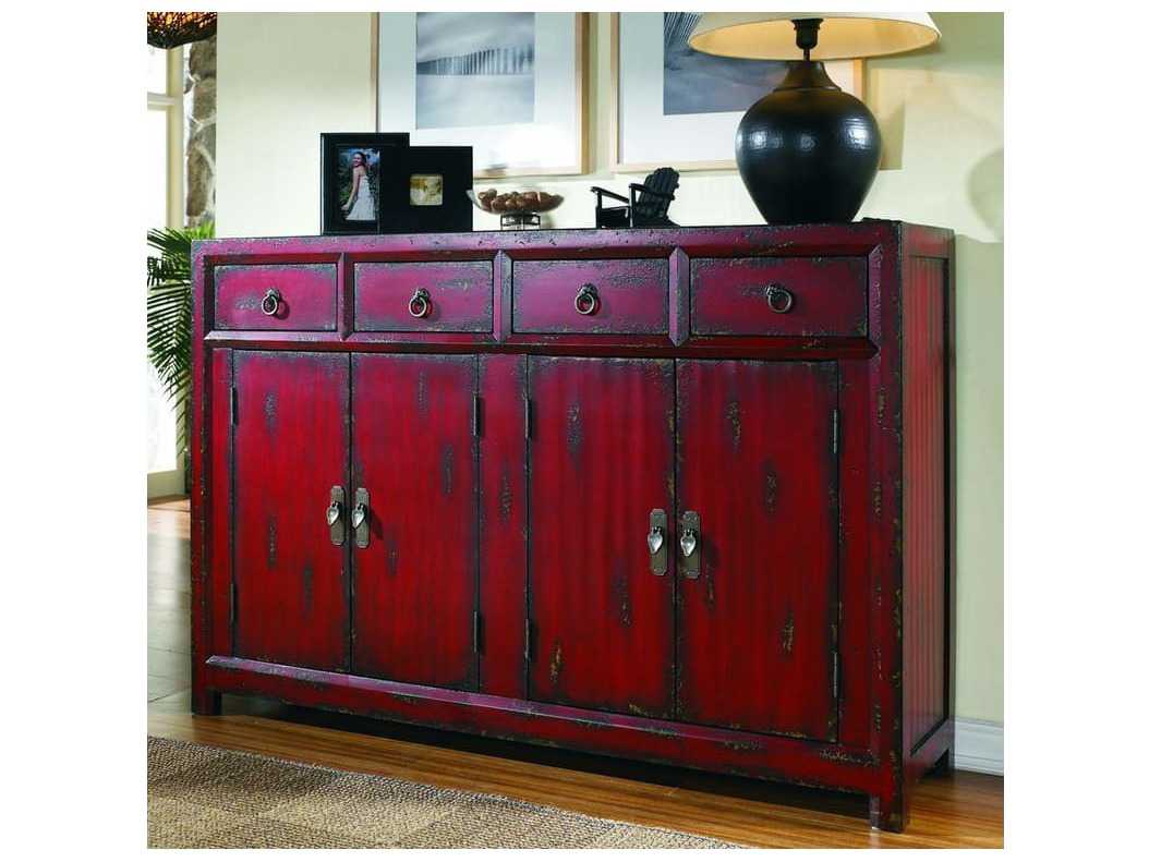 Luxecor 58" Hardwood Hand Painted Rich Red Sideboard