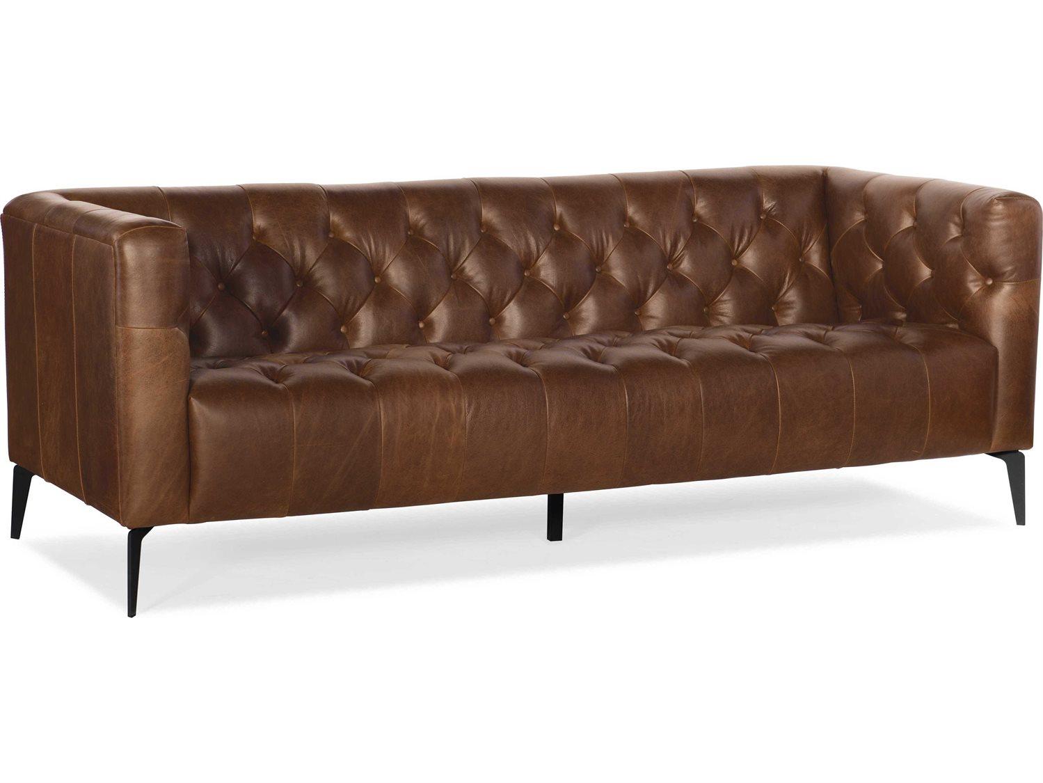 Luxecor Nicolla Tufted Saddlebag Lodge Black Brown Leather Sofa