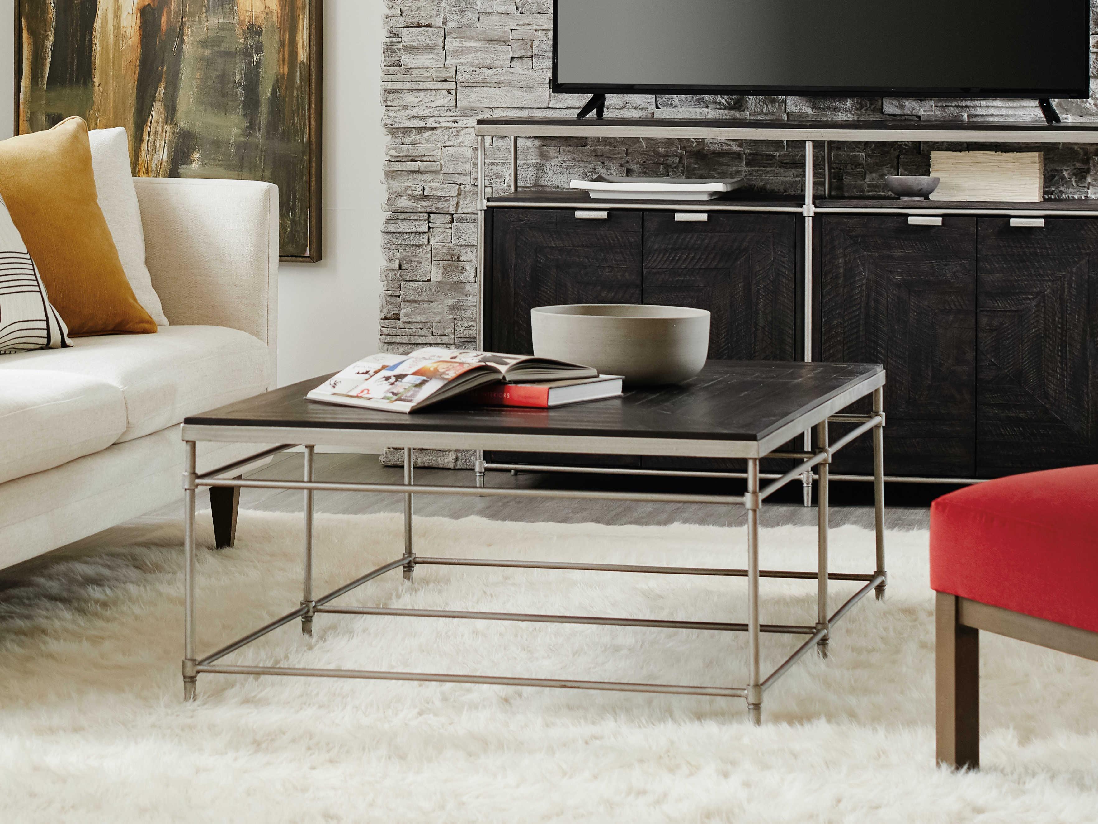 Hooker Furniture St Armand Rectangular Wood Black Brushed Pewter Cocktail Table