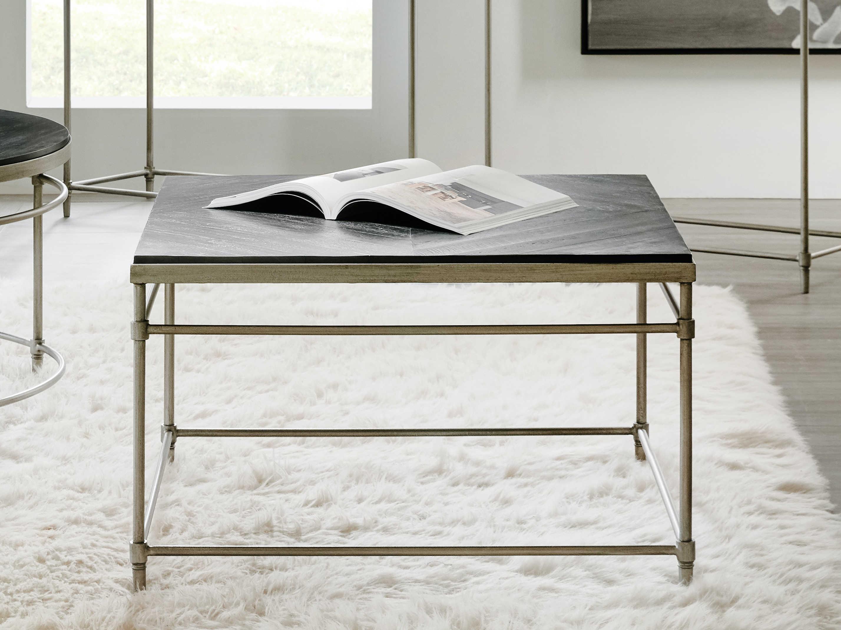 Hooker Furniture St Armand Square Wood Black Brushed Silver Cocktail Table