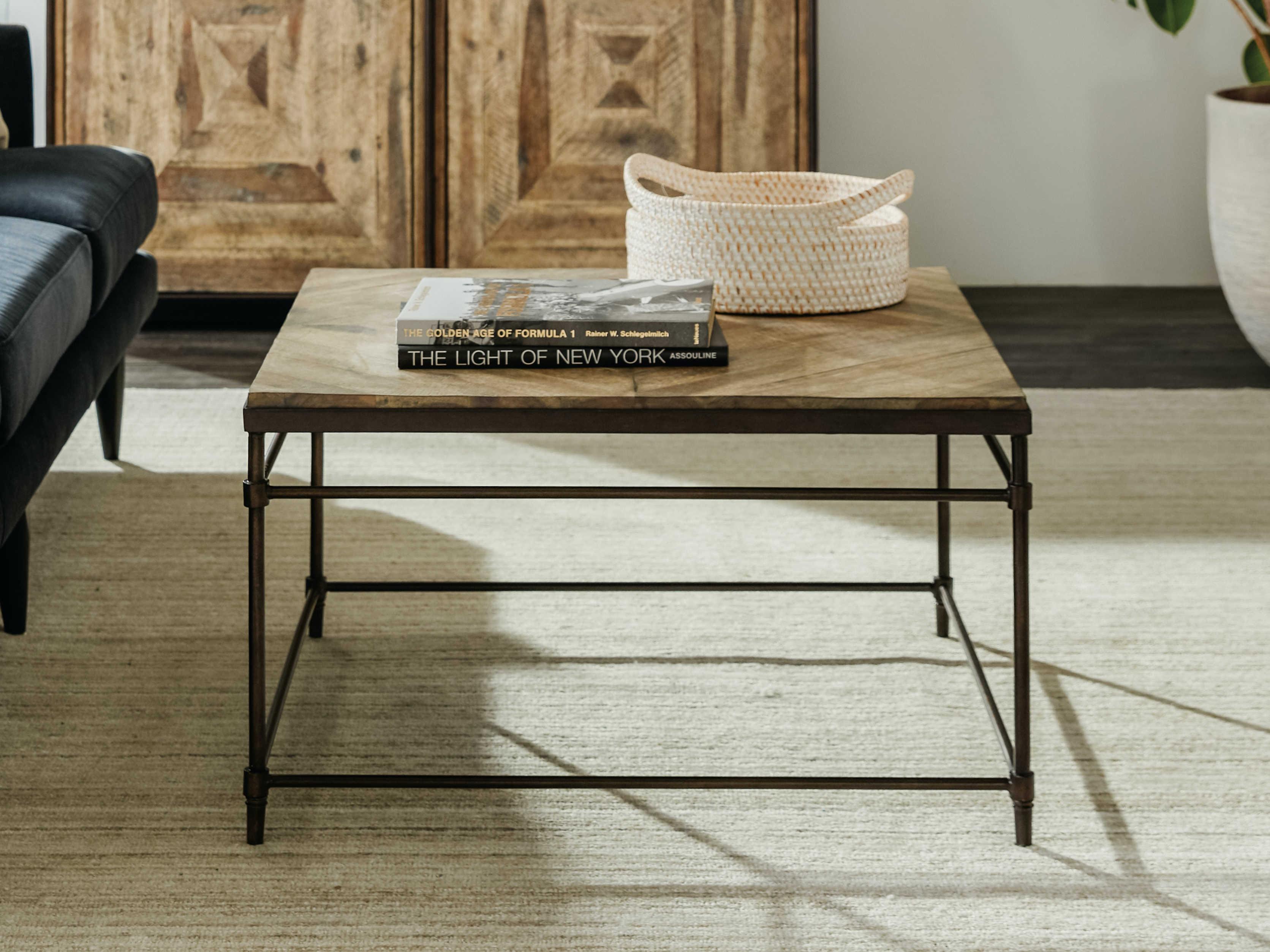 Hooker Furniture St Armand Square Wood Light Natural Antique Bronze Cocktail Table