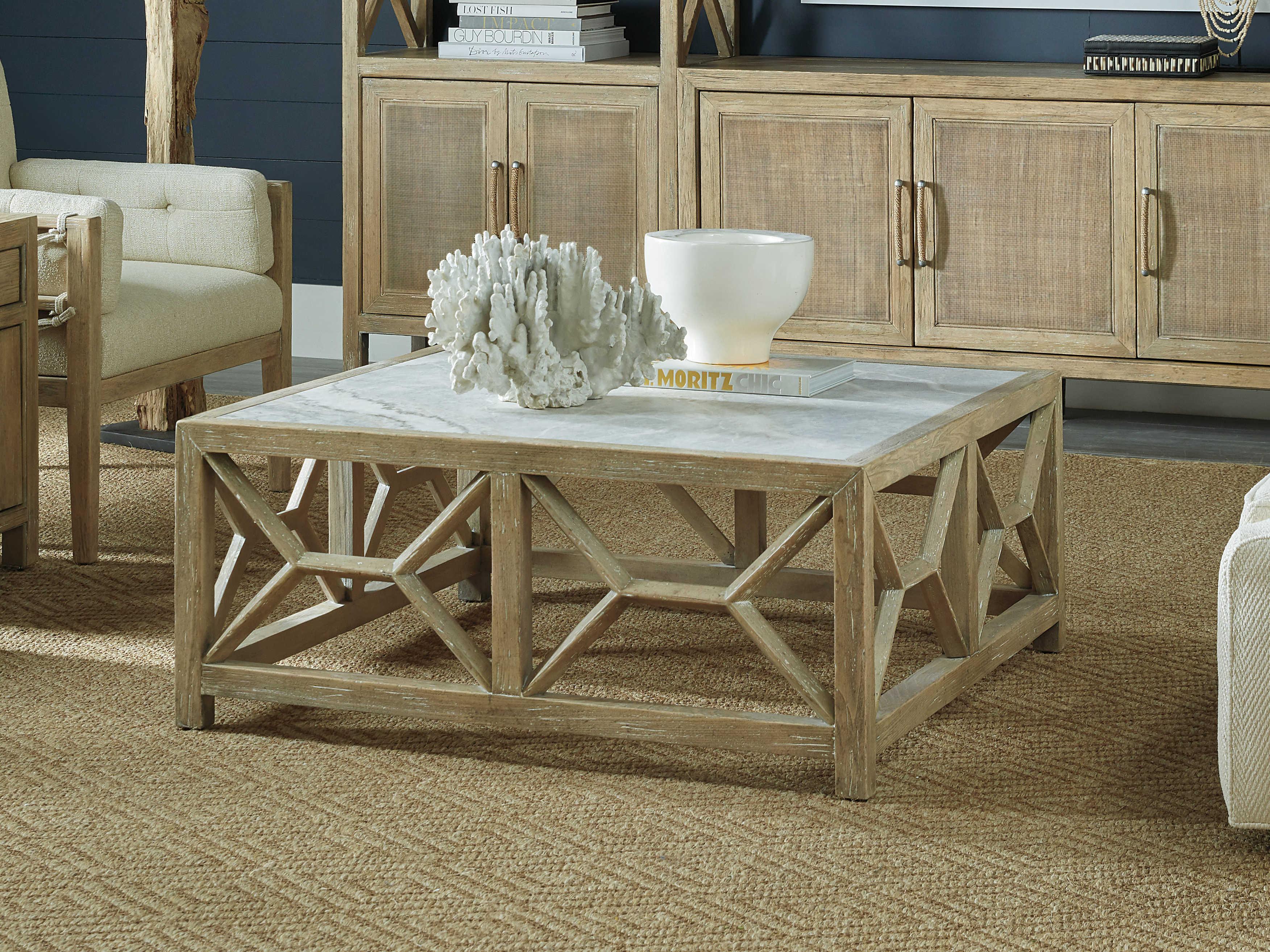 Hooker Furniture Surfrider Square Stone Driftwood Cocktail Table