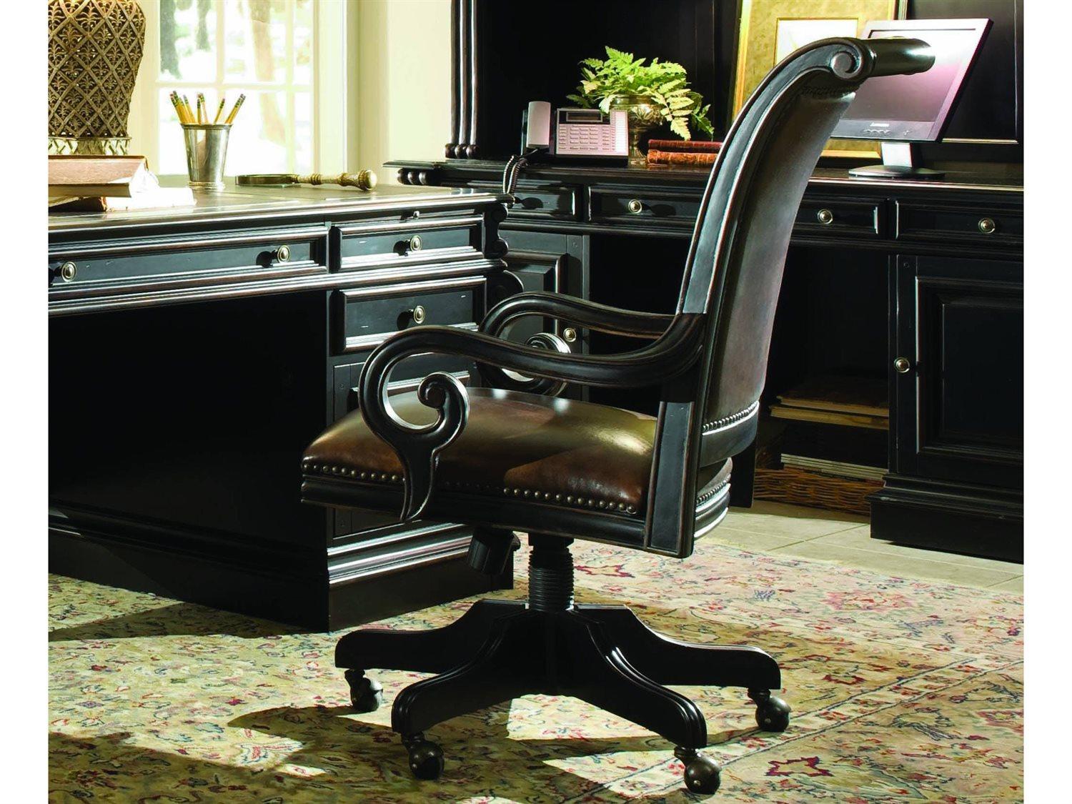Hooker Furniture Telluride Brown Leather Adjustable Swivel Tilt Executive Desk Chair