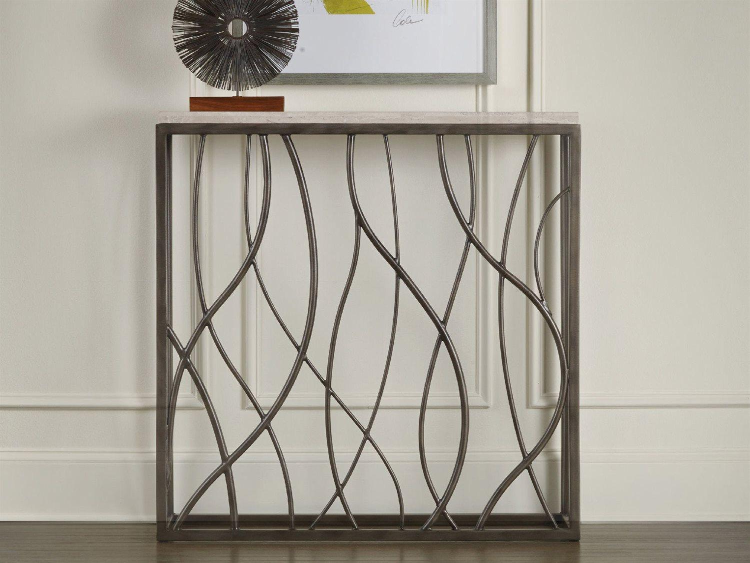Hooker Furniture Thin Metal Rectangular Marble Console Table