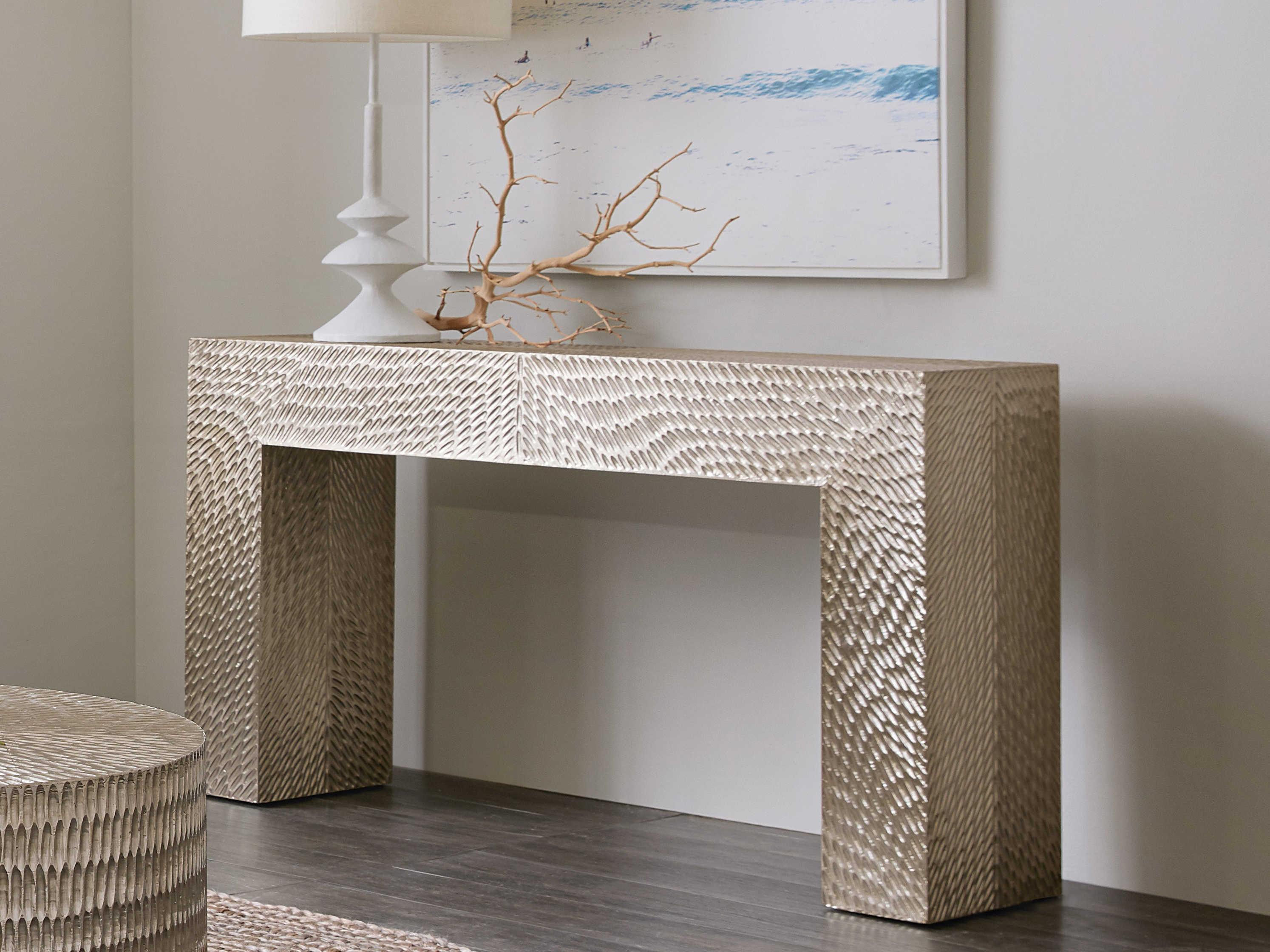 Luxecor Tivoli Rectangular Metal Silver Console Table