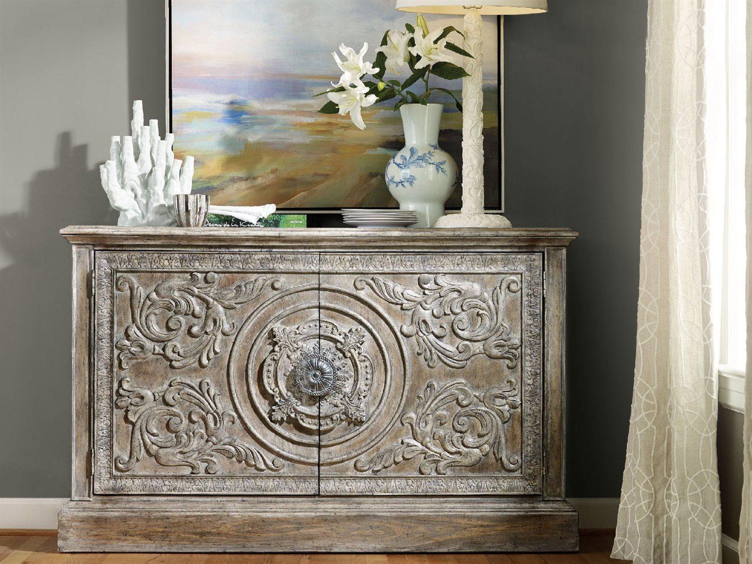 Hooker Furniture Melange 60" Hardwood An Elegantly Aged Light Wood Sideboard