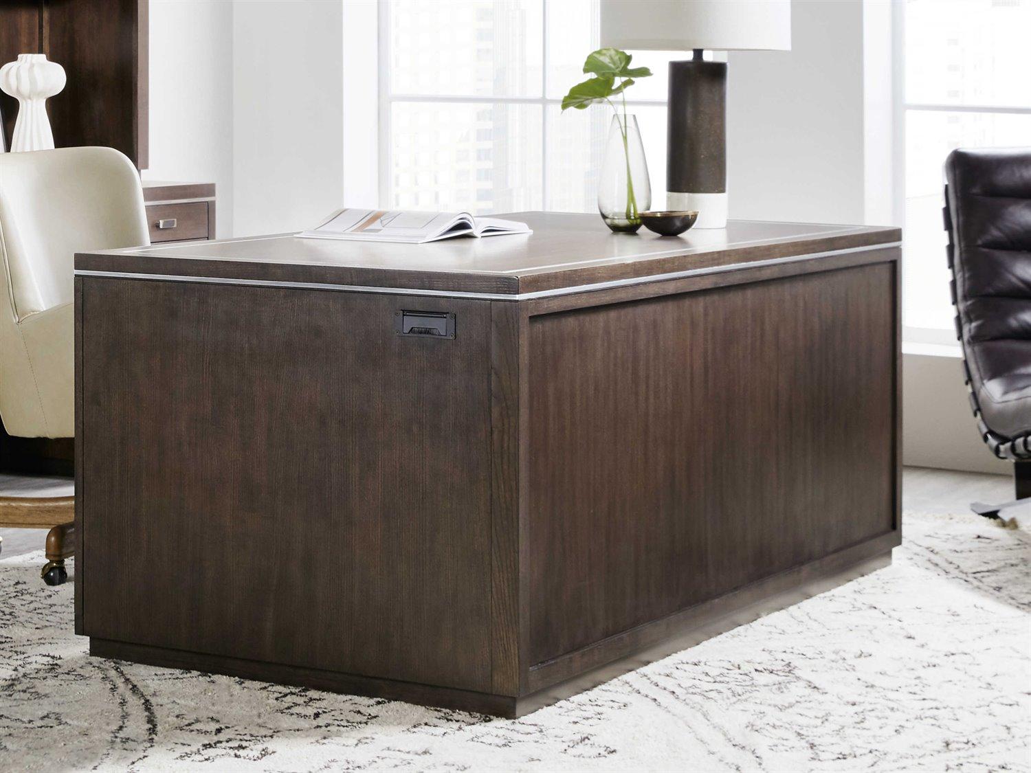 Hooker Furniture Work Your Way House Blend Dark Roast Brown Ash Wood Executive Desk