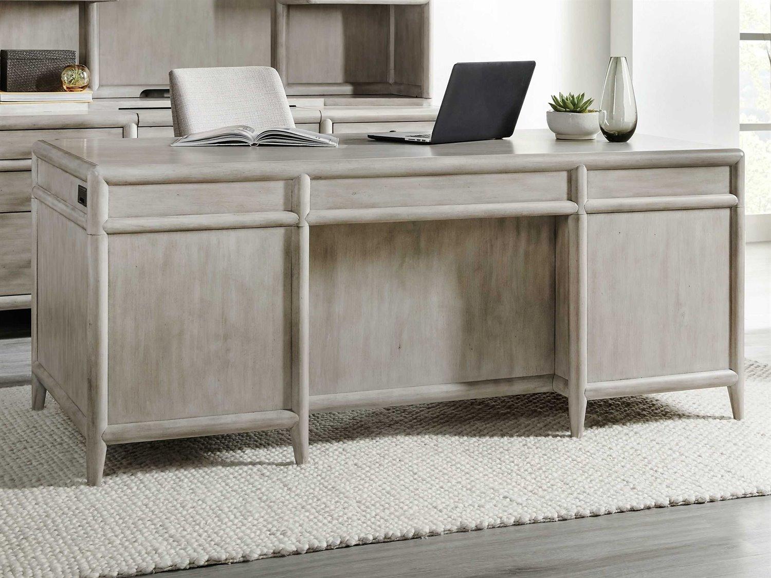 Hooker Furniture Work Your Way Burnham Grey Mink Alder Wood Executive Desk