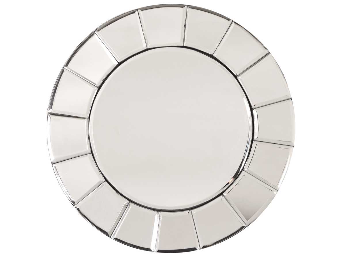 Howard Elliott Dina Round Small Wall Mirror with Tile Mirrored Frame