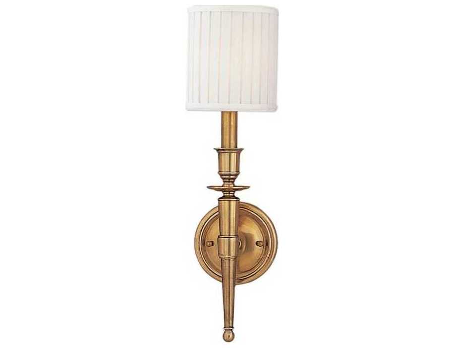 Hudson Valley Abington 1-Light Aged Brass Off White Wall Sconce