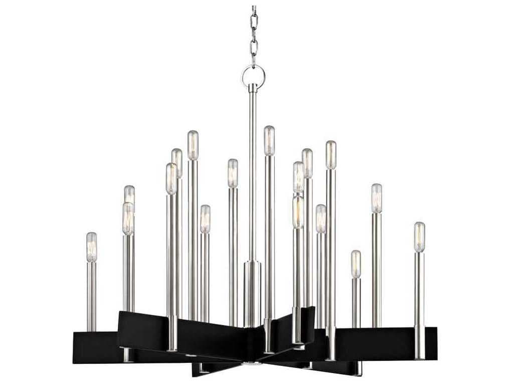 Hudson Valley Abrams 18-Light Polished Nickel Black Candelabra Chandelier