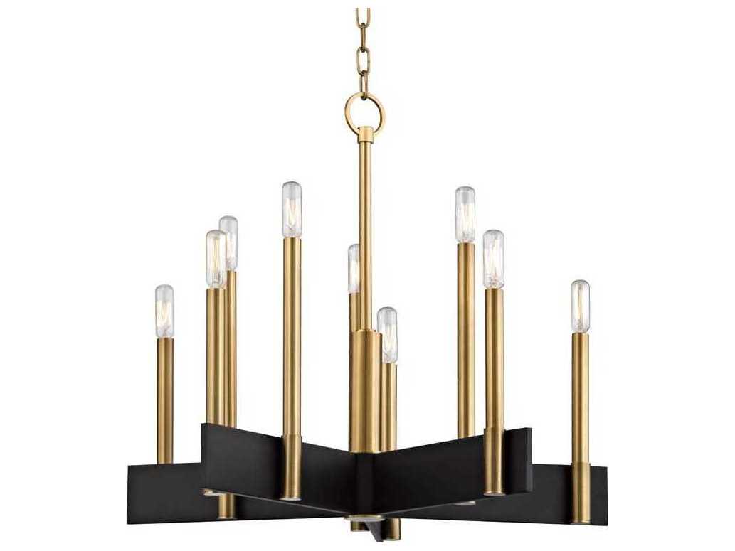 Hudson Valley Abrams 10-Light Aged Brass Black Candelabra Chandelier