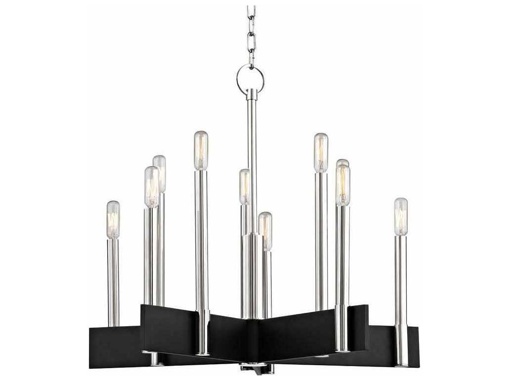 Hudson Valley Abrams 10-Light Polished Nickel Black Candelabra Chandelier