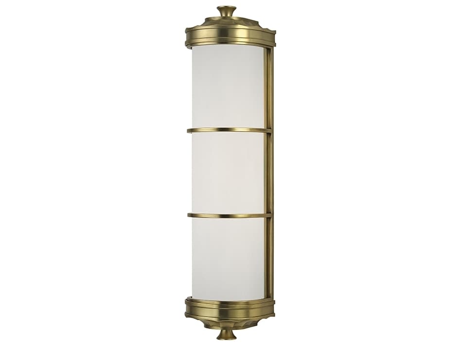 Hudson Valley Albany 2-Light Aged Brass White Glass Wall Sconce