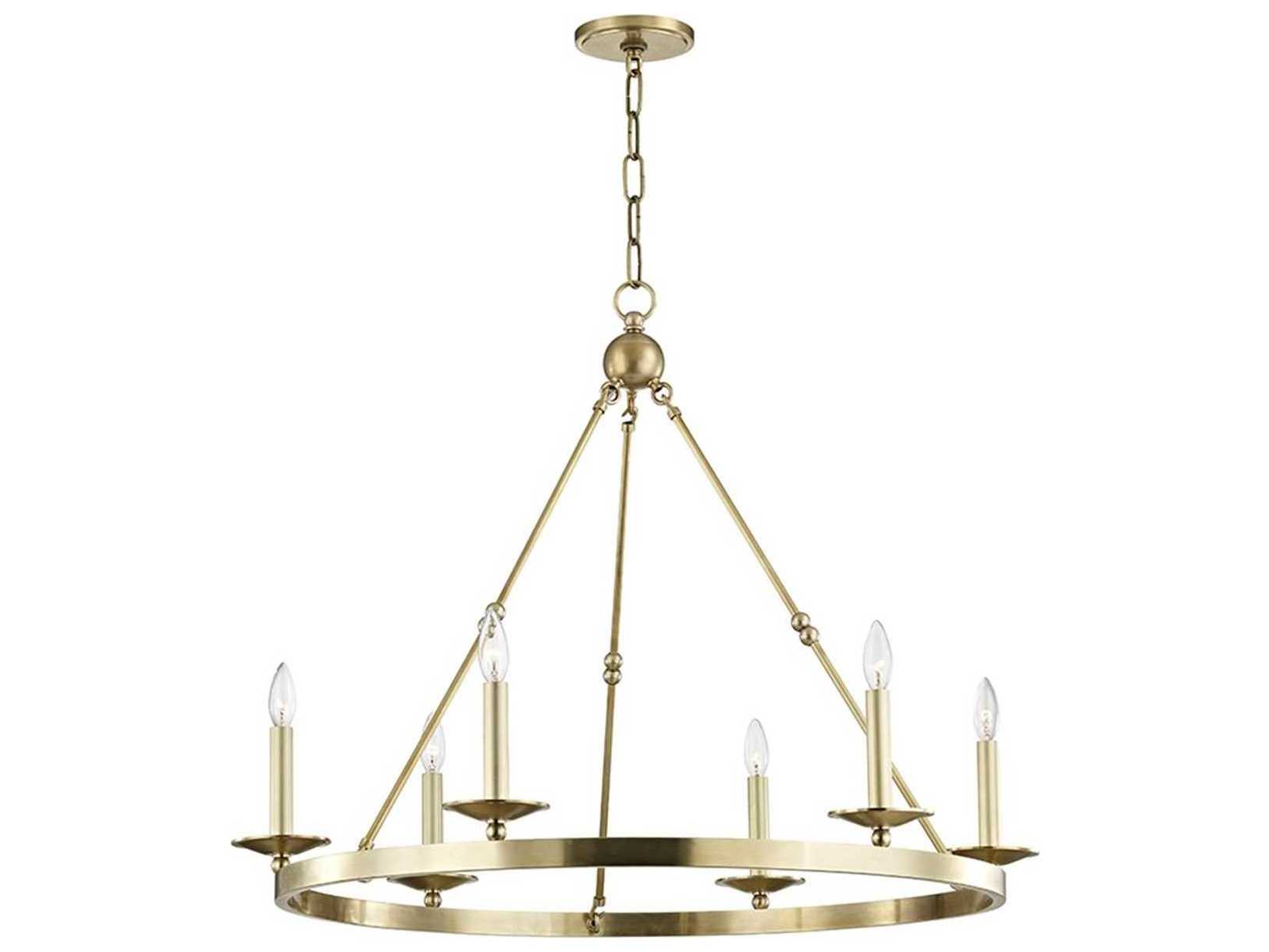 Hudson Valley Allendale 6-Light Aged Brass Candelabra Round Chandelier