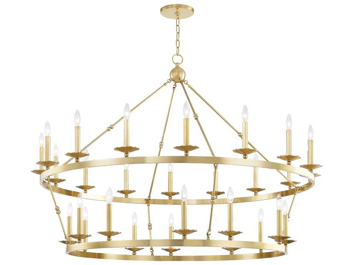 Hudson Valley Allendale 28-Light Aged Brass Candelabra Round Tiered Chandelier