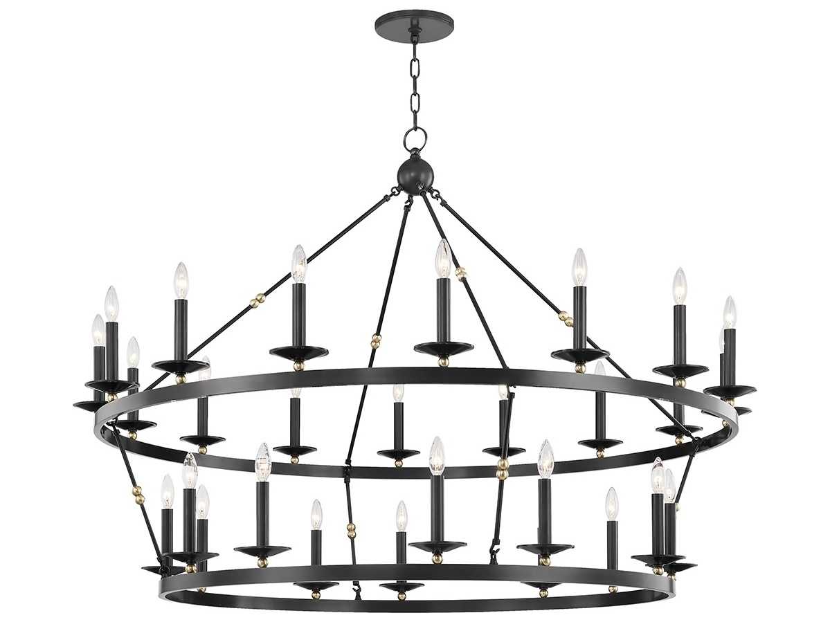 Hudson Valley Allendale 28-Light Aged Old Bronze Candelabra Round Tiered Chandelier