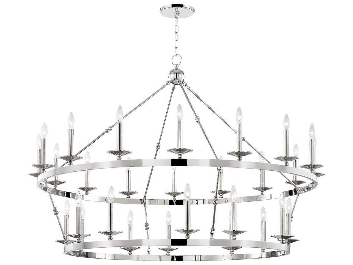 Hudson Valley Allendale 28-Light Polished Nickel Candelabra Round Tiered Chandelier