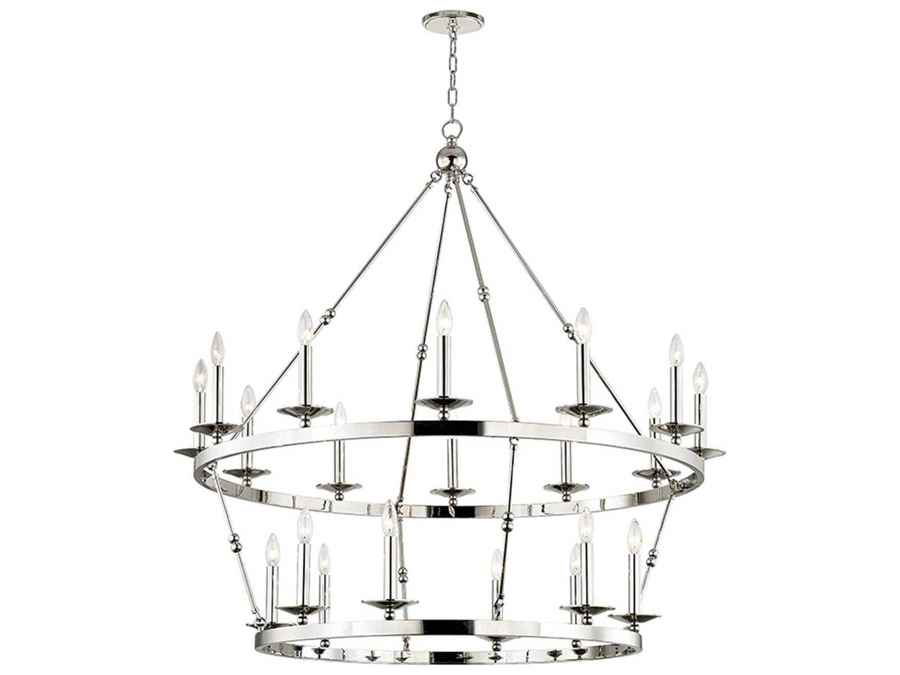 Hudson Valley Allendale 20-Light Polished Nickel Candelabra Round Tiered Chandelier